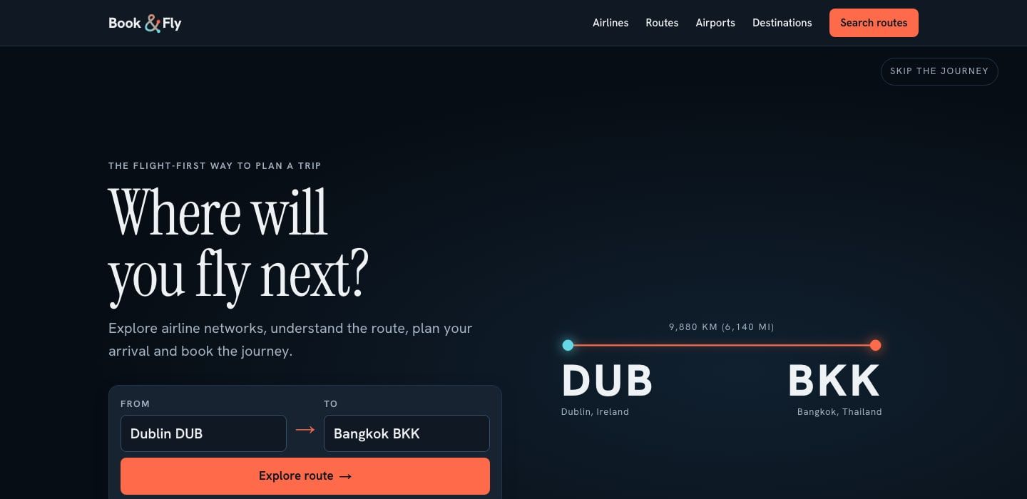 Book & Fly homepage
