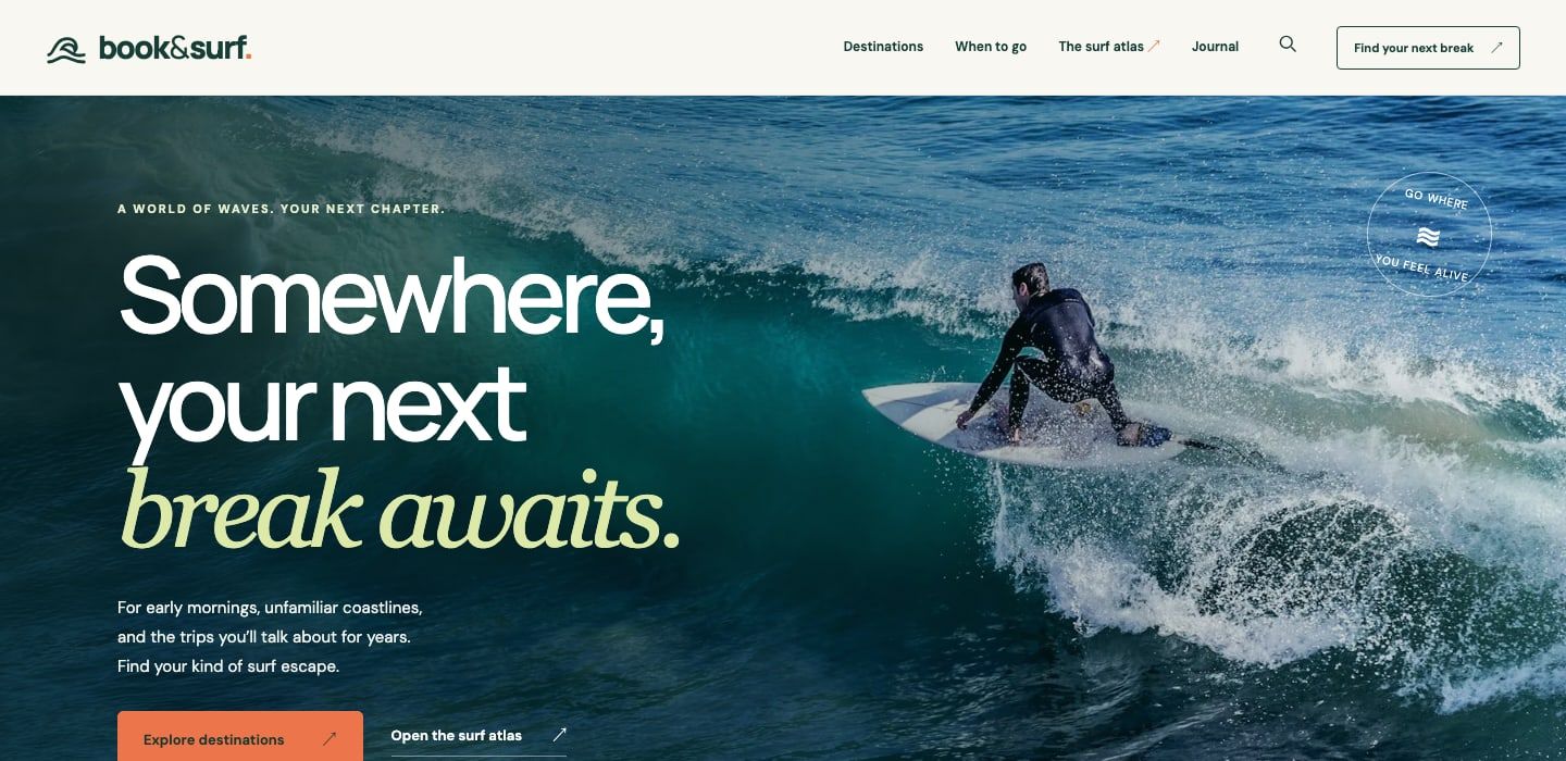 Book & Surf homepage